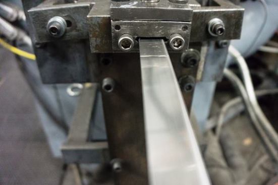 Here is the band after it has been welded. Bimetal material may not look like much but that HSS edge makes all the difference when it comes to making hole saws (and recip blades) that will stay sharp for a very long time.