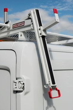 Rubber bumpers prevent damage to the sides of vans.