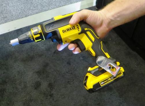 According to DeWalt their new brushless 18-volt drywall gun (DCF620) can drive 750 drywall screws in wood or 1,000 in light-gauge steel per charge with a 2.0 Ah battery, an amount said to be about a half day’s work. If that is correct then you could hang board all day on two 2.0 Ah packs or one 4.0 pack. The tool is light and comfortable in the hand and goes 0-4,000 rpm. For more on the DCF620, including pricing and availability, see
DeWalt 20V MAX Brushless Drywall Gun