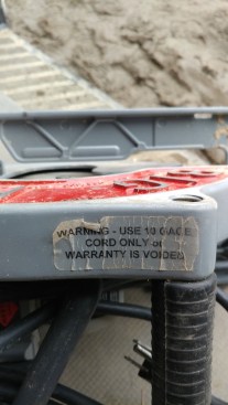 Big Foot wants to make it clear what size extension cord to use. They also said not to go over 50'.