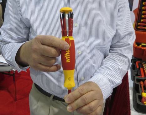 The Wiha Pop-Up Driver stores bits in a carrier that pops out from the end of the handle. This German-made tool comes in insulated (shown here) and non-insulated models, and is packaged in multiple configurations — with varying selections of bits. For a complete description, including pricing and a list of available bits see
Wiha Pop-Up Drivers.