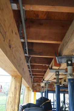New joist hangers were installed to support the floor joists. 
