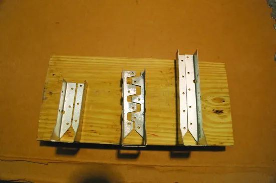 Concealed-flange hangers are designed for use at the end of a ledger.