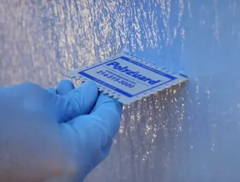 The material is sprayed on to a 60-mil thickness, which dries to a 30-mil, one-piece, no-seam finish.