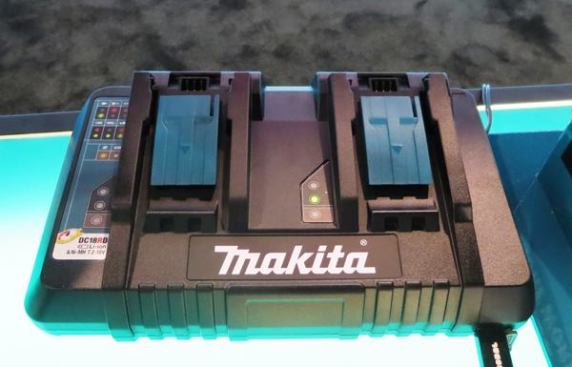 This Makita multi-port charger (DC18RD) may not look special, but it is. All such chargers currently available (from any manufacturer) charge sequentially. This one charges both batteries at the same time so instead of waiting through multiple charge cycles you only wait through one. For more on this charger, including pricing and availability, see
A Multi-Port Charger with a Difference.