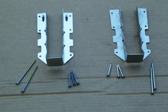 Stainless steel hardware is the best choice in a coastal environment. Always use fasteners of the same metal as the hanger.