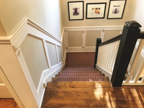 This type of material provides the look of a raised panel but is faster than installing a secondary molding inside each of the “panel” spaces.