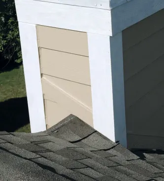 For chimney chases built into gable walls, we install a partial diverter.