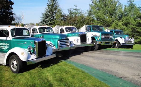 From a different angle: Flora, Pork Chop, Bulldog, Lady Liberty, and Wooly Mammoth. Two Macks, two GMCs, and a Chevy.