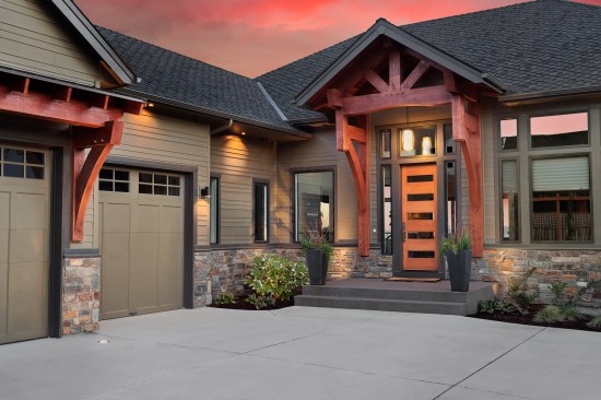 Beautiful Luxury Home Exterior at Sunset