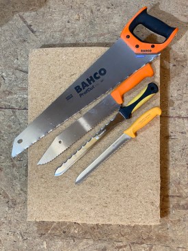 Serrated cutting tools work better than knife blades. 