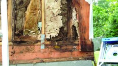 To fix the problem, the author first had to strip away and replace the siding and sheathing.