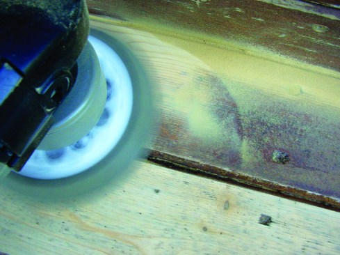 If fastener heads are flush with the surface, aggressive sanding can remove their protective coating.