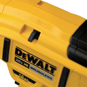 A slide action lever releases the driver pin when it gets stuck in the down position. 