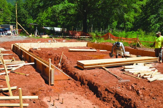 Trenches for the turndown portion of the slab were dug around the perimeter.
