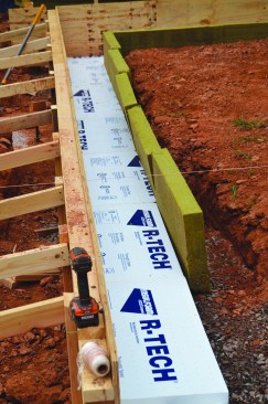 Rockwool Toprock DD insulation was placed on the inside face of the trench.