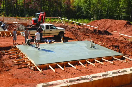 Bleed water had to evaporate completely before the slab could be power-troweled.