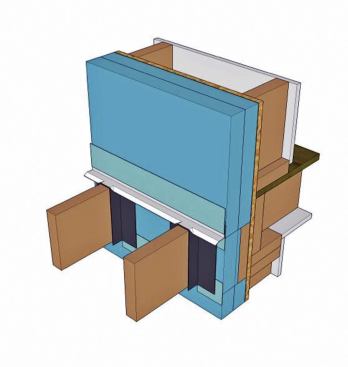 This detail for attaching and flashing a deck ledger doesn’t completely solve thermal bridging issues. But given the risk of a deck collapsing from a ledger attachment failure it’s the safest approach offered in the new guidelines.