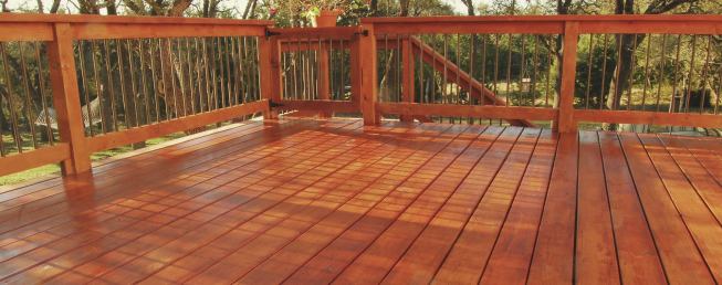 Heat-treated southern yellow pine is also available. The manufacturer recommends coating the decking with Seal It Green Xtreme to help preserve the decking’s golden brown color. 