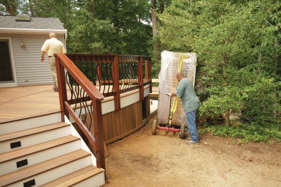 Suppliers are usually responsible for delivering and placing the hot tub, but it’s up to the deck builder to make sure the supporting structure is sized correctly and that necessary utilities are in place prior to delivery.