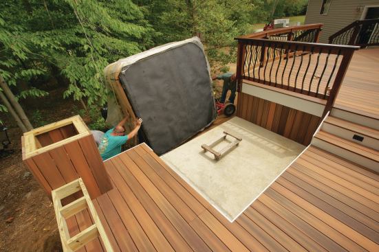 The delivery crew was then responsible for safely setting up the hot tub.