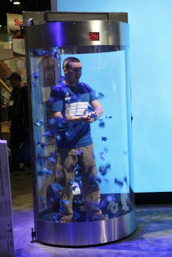 Not sure what this game was all about, but kids got into this chamber and tried to catch pieces of material flying around. The things you see at JLC Live!!!