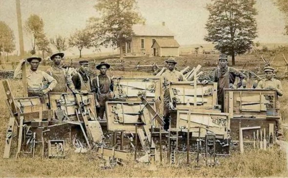 Seven carpenters, circa 1886