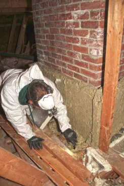 This isolated the masonry from an R-60 blanket of cellulose insulation that was blown in place after all the airsealing measures were implemented.