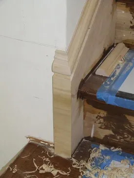 Keith Mathewson of Seattle Fine Woodworking carved this profile on the horizontal return to match the profiled molding on the rake angle. (Photo courtesy Keith Mathewson)
