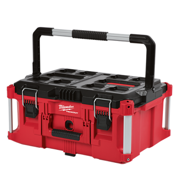 The Packout Large Tool Box is made with impact resistant polymers and metal reinforced corners which provides 100lbs of weight capacity. The lid is IP65 rated with a weather seal to keep out rain and jobsite debris. 22”L x 16W x 11.3”H. Weight: 12 lbs. Item number 48-22-8425 ($79.99)