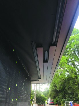 Clients could see the effect of using a narrower, 4-inch version of the cladding for the soffit.