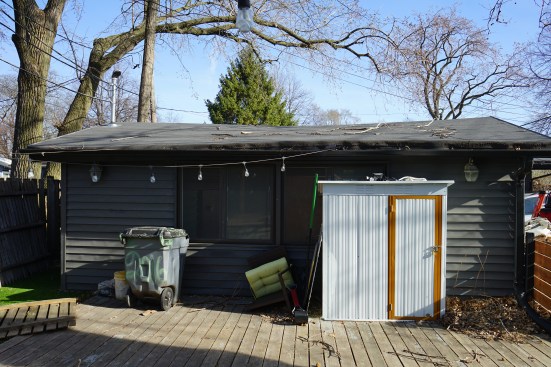 Before. The structural problems of a small primary bedroom addition were immediately apparent to the author. From the exterior the sagging roof is plainly visible.