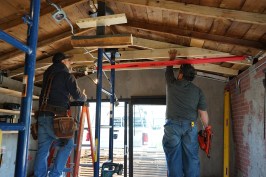 To optimize headroom, the engineer allowed the crew to cut a slight taper on the underside of the sisters from the point where the rafter ties intersect to the end near the wall plates.
