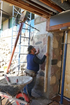 Once the deteriorated, let-in columns supporting this part of the floor system were removed, the foundation had to be repaired with non-shrink grout.