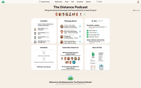 A preview of some of Basecamp's tools