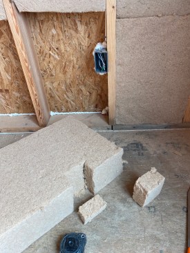 Electrical boxes are easily hogged out by notching the negative space out of the batt.