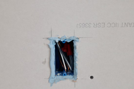 That’s it. Acoustic Sealant is done. Install the outlet and cover plate and this hole is sealed up Acoustically! (though I should have probably smoothed it with my finger to make the outlet cover sit flush easily)