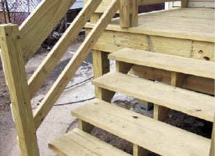 Figure 9. On notched stairs, the space between the bottom guard and the rear of the treads must be no larger than 6 inches