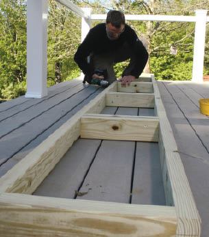 Figure 2. The outer frame of the planter box is essentially a stud wall made from treated lumber.