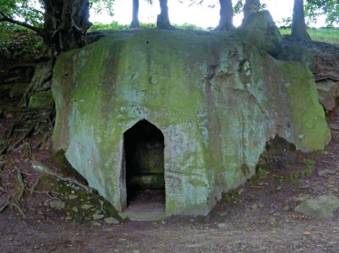 Carved from a sandstone boulder, The Hermitage folly is said to have standing room for 18 visitors.