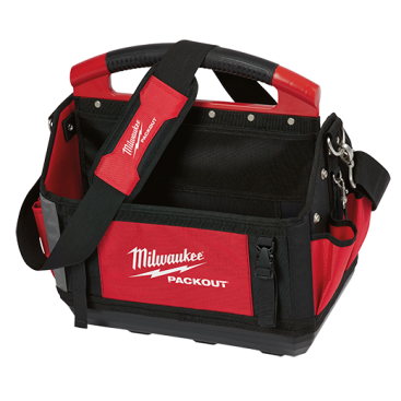 The 15" Packout Tote has an impact resistant molded base that fully integrates with all Packout components. It's made with 1680D ballistic material, metal hardware, and features 31 total pockets. Size 11”L x 15W x 17”H. Weight: 6.15 lbs. Item number 48-22-8315 ($99.99)