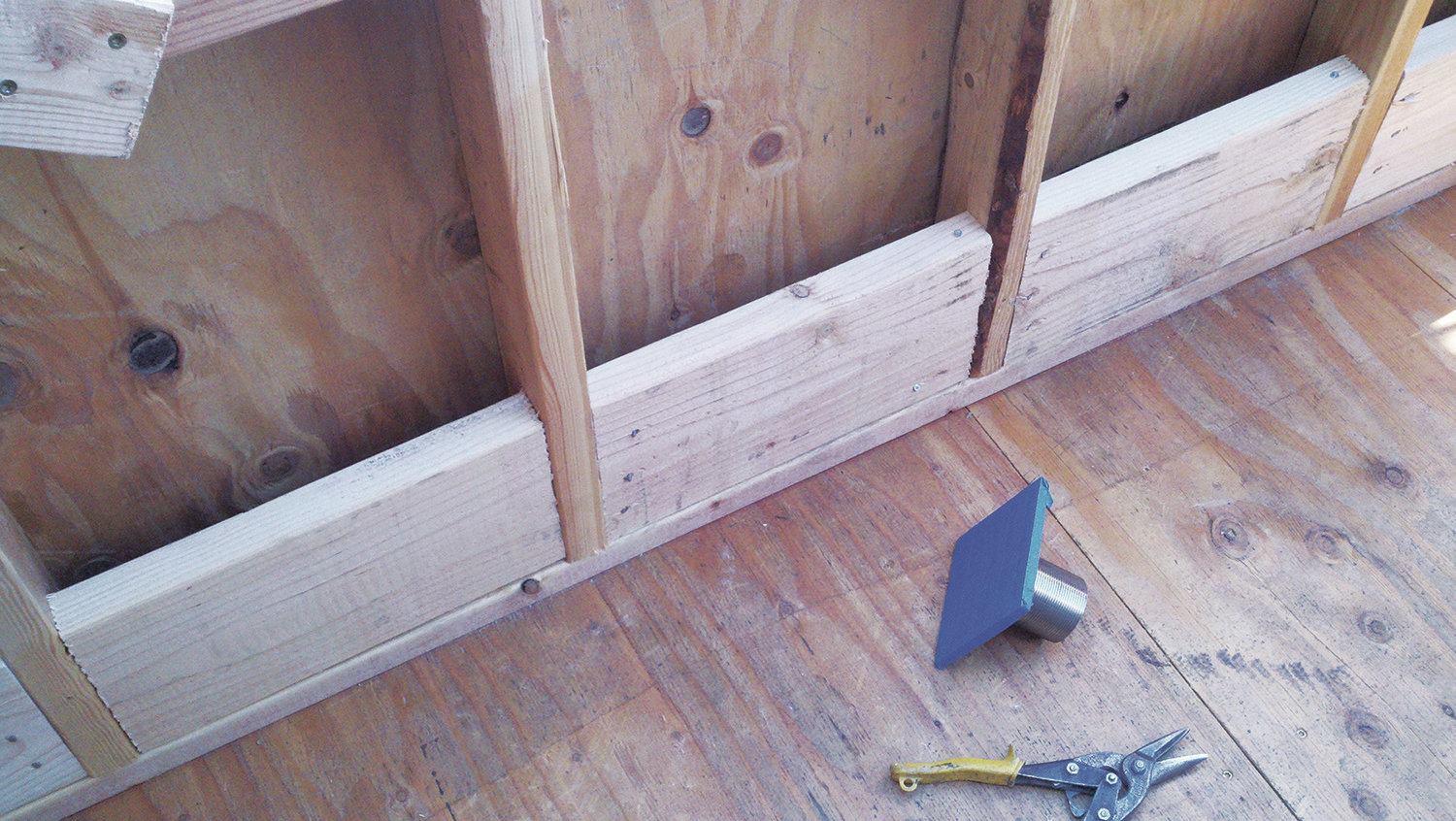 Blocking should also be installed between wall studs to provide a continuous nail base for flashing.